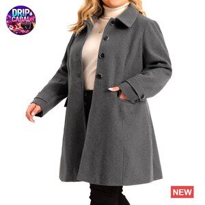 Classic Single Breasted Peacoat Trench Coat Plus Size Winter Women's Outerwear